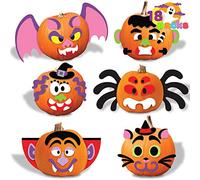 JOYIN 18 Paquete calcomanías para hacer una cara, kit de manualidades de decoración de calabaza, calcomanías de espuma para suministros de fiesta de Halloween, regalos de fiesta de trucos y dulces
