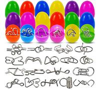 JOYIN 18 Paquetes Huevos de Pascua Precargados, Llenos de Rompecabezas de Metal, Conjunto de Rompecabezas para Regalos de Pascua, Búsqueda de Huevos de Pascua, Rellenos de Canastas de Pascua