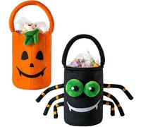 JOYIN 2 cubos de dulces de Halloween, 5.9 × 8.7 pulgadas, bonita cesta de Halloween de araña con asa, bolsa de regalo de truco o trato para decoración de fiesta de niños
