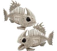 JOYIN 2 huesos de plástico de 9.5 pulgadas de Halloween Pose-N-Stay Fish Skeleton Animal con articulaciones articulables para decoraciones de Halloween, accesorios de fiesta