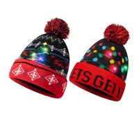 JOYIN 2 Pack Gorro Tejido con Luces LED, Suéter Feo, Gorro de Fiesta de Navidad (Batería Incluida con 3 Modos de Intermitencia)