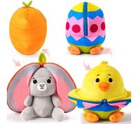 JOYIN 2 paquetes de peluche con forma de conejito escondido, peluche con alas de pollito de orejas caídas y cremallera, cojín para ocultar huevos de zanahoria, peluche reversible de Pas