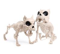 JOYIN 2 PCS 12”(30.5cm) Halloween Pose-N-Stay Esqueleto de Perro Decoración Animal Cachorro Huesos de Plástico con Articulaciones Posibles para Prop Interior Exterior Escena Espeluznante Favores