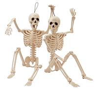 JOYIN 2 PCS 24" Esqueletos de Halloween Esqueletos posables de Cuerpo Completo Huesos Humanos de plástico con articulaciones móviles para Decoraciones espeluznantes de Interior y Exterior