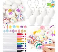 JOYIN 20 huevos de Pascua para colgar, kit de pintura para huevos de Pascua, decoración clásica de Pascua para ramas y arreglos de Pascua, juego de manualidades de plástico para pintar