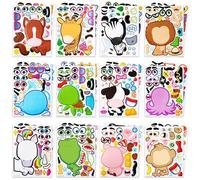 JOYIN 24 Animales Mixtos Pegatinas Infantiles Pegatinas Set Haz tus propias hojas de adhesivos para mezcla y combina león,tiburón,pulpo,narval,dinosaurio, Detalles Cumpleaños Infantiles