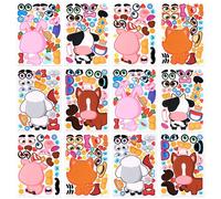 JOYIN 24 Animales Pegatinas Infantiles Pegatinas Set Haz tus propias hojas de adhesivos para mezcla y combina des animales Granja,vaca cerdo caballo oveja,detalles cumpleaños infantiles