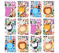 JOYIN 24 Animales Pegatinas Infantiles Pegatinas Set Haz tus propias hojas de adhesivos para mezclar y combinar animales con leones, monos y animales de fantasía, detalles cumpleaños infantiles