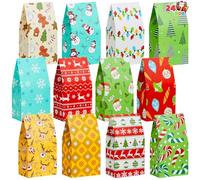 JOYIN 24 bolsas de regalo de Navidad, bandejas de embalaje de dulces de papel kraft blanco para aulas, fiestas, cumpleaños, regalos, regalos de fiesta, suministros de Navidad (9.75 x 3 x 5 pulgadas)