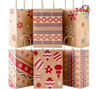 JOYIN 24 bolsas de regalo de Navidad con asas duraderas y suelos no rotos, para vacaciones, cumpleaños y fiestas, 21 cm x 15 cm x 8 cm