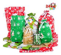 JOYIN 24 bolsas de regalo de papel de aluminio de Navidad que incluyen varios tamaños con etiqueta para envolver regalos de fiesta de Navidad, regalos de vacaciones, decoraciones de regalos, regalos