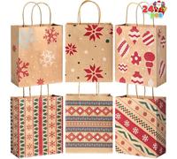 JOYIN 24 bolsas de regalo de papel kraft de Navidad para aulas de Navidad y recuerdos de fiesta (marrón, 9 x 7.3 x 3.3 pulgadas)