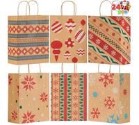 JOYIN 24 Bolsas de Regalos KRABLA para bolsas de regalo de papel navideño, bolsas de Regalos, bolsas de Regalos, aulas y favores de fiesta (10.2 "x 4.2" x 6.3 ")