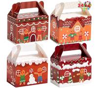 JOYIN 24 cajas de cartón para galletas navideñas 3D para regalos de Navidad, suministros de fiesta para la escuela, el aula