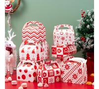 JOYIN 24 cajas de regalo 3D de Navidad, cajas de regalo de dulces, pasteles, chocolates, galletas, galletas de cartón para Navidad, embalaje de regalo (personajes rojos)