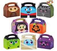 JOYIN 24 cajas de regalo de cartón para Halloween con asa (5,6 x 3,2 x 5,4 pulgadas) para truco o trato, cajas de panadería de fiesta de Halloween para repostería, pasteles, galletas de cupcakes