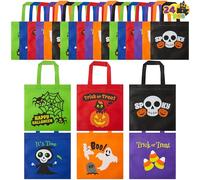 JOYIN 24 Halloween Trick or Treat Bolsas de mano no tejidas coloridas con asas para camiones o dulces Bolsas de regalo para regalos de fiesta
