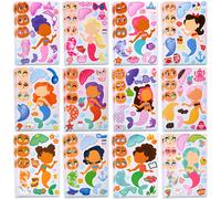 JOYIN 24 hojas de pegatinas de 9.0 x 6.0 in para hacer una cara para niρos, haz tus propias pegatinas de sirena, recuerdos de fiesta, manualidade