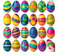 JOYIN 24 Huevos de Pascua Squishy Juguetes Blandos para la Caza de Huevos de Pascua, Alivio del Estrés, Huevos de Pascua Súper Suaves para Apretar, Relleno de Canasta de Pascua, Regalos de Pascua