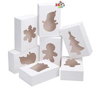 JOYIN 24 PCS Cajas de galletas navideñas, cajas de golosinas blancas lisas con ventana 9’x 6’x 3 ’’ Bakery Gift Warpping Box para pasteles, pastelitos, galletas, brownies, donas de Navidad
