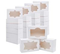JOYIN 24 PCS Christmas White Bakery Bakery Bakery Treat Box con ventana (8.75 ’’ x 5.75 ’’ x 2.75 ’’) para pasteles, pastelitos, galletas, brownies, donas de regalos