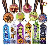JOYIN 24 Pcs Medallas de Trofeos y Cintas de Trofeos de Halloween para Celebración de la Fiesta, Premios de Halloween y Recompensas del Concurso Espeluznante