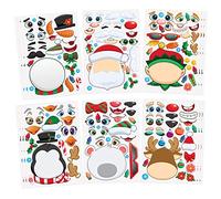 JOYIN 24 Pcs Pegatinas para Bricolaje, Hacer sus propios personajes, Mezcla y Combina de Hojas de Pegatinas, Elfo, Papá Noel, Muñeco de Nieve, Pingüino y Oso Polar, Regalo para Niños de Navidad