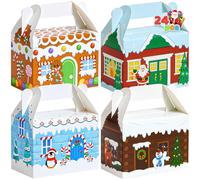 JOYIN 24 Pieces 3D Cajas de Regalo Navidad Cajas papel caramelo Caja de Dulces contenedor de Galletas Suministros de Fiesta de Navidad