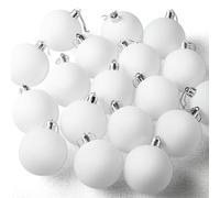 JOYIN 24 Piezas de Adornos de Bolas de Navidad en Blanco, Adornos de Bolas para Manualidades de Bricolaje, decoración del árbol de Navidad irrompible para Regalos de Fiesta de Navidad
