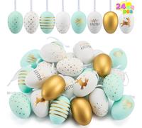 JOYIN 24 piezas de huevos de Pascua de espuma (8 colores), huevos de Pascua salpicados en colores pastel surtidos para decoración de centro de mesa de Pascua en interiores, recuerdo de fiesta de