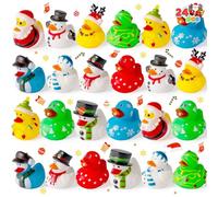 JOYIN 24 Piezas de patitos navideños para bañera de bebé, patitos de Goma navideños Surtidos para Regalos de niños, Juguetes de baño para niños pequeños, Patito de Goma a Granel