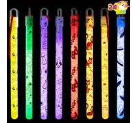 JOYIN 24 varitas colgantes de barra luminosa de Halloween en 8 diseños de patrones diferentes y 6 colores para regalos de fiesta de Halloween, suministros para fiestas, bolsas de regalo