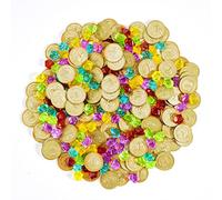 JOYIN 288pcs Monedas Doradas Piratas de Juguete para Niños de Halloween Fiesta Piratas Temáticas (144 monedas + 144 gemas)