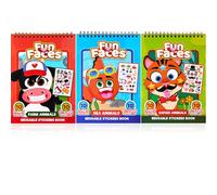 JOYIN 3 Piezas Pack de Libros de Pegatinas Reutilizables Make-a-Face (Safari, Granja, Animales Marinos), Libros de Actividades de Viaje para Niños de 4 a 8 Años (30 Escenas)