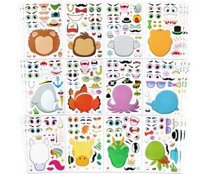 JOYIN 36 hojas de calcomanías para hacer una cara, haz tu propio animal mezcla y combina hojas de calcomanías de animales para niños, calcomanías para bolsas de fiesta, suministros de recuerdos de