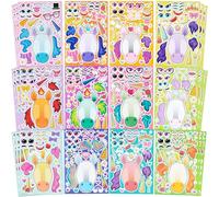 JOYIN 36 hojas de pegatinas con forma de cara, haz tu propio unicornio, mezcla y combina hojas de pegatinas con animales de fantasía de unicornio, suministros para fiestas infantiles, manualidades