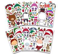 JOYIN 36 Hojas de Pegatinas Navidad para Bricolaje, Hacer Sus Propios Personajes Navideños, Mezcla y Combina Hojas de Pegatinas con Diseño de Cuerpo Completo de Reno, Muñeco de Nieve, Elfo y más