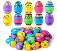 JOYIN 36 huevos de Pascua de 5,8 cm para rellenar, de plástico de colores impresos, vacíos, en grandes cantidades, para caza de Pascua, relleno de cesta, accesorios para aulas