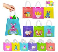 JOYIN 36 Pcs Bolsas Tote con Asas para la Búsqueda de Huevos de Pascua, no Tejidas, Bolsa de Regalo de Pascua, Suministros para Fiestas de Pascua para Niños