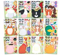 JOYIN 36 Pcs de Caras Adhesivas, Haz Tu Propio Animales de Granja y Combina Animales en Hojas Adhesivas, Regalos de Cumpleaños y Fiestas para Niños 3+(Animales de Granja)
