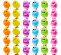 JOYIN 36 Piezas de Pollitos de Pascua Coloridos, Pollitos de Pascua esponjosos de 2,5 cm en 6 Colores para Decoraciones de Pasteles y Gorros de Pascua, Manualidades para Fiestas, Juegos de Caza