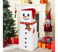 JOYIN 4 cajas apilables de muñeco de nieve de Navidad con tapas y sombrero de Navidad, cajas apilables decorativas grandes, cajas de anidación, caja de regalo apilable de Navidad para decoraciones de