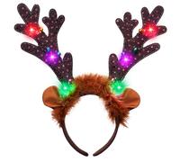 JOYIN 4 diademas de cuernos con luz de Navidad, diadema larga para adultos y niños, suministros de regalo de fiesta de Navidad, accesorios de Navidad, día festivo.