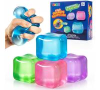 JOYIN 4 piezas de cubo de estrés, bola de estrés en forma de cubo, cubo de 5 cm de juguete antiestrés de alta compresión, juguetes sensoriales con forma de retorno lenta para adultos, regalos de
