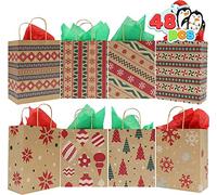 JOYIN 48 bolsas de regalo para Navidad de cartón fuerte con asas. Varios personajes de Navidad para fiestas y vacaciones bolsas de regalo