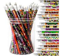 JOYIN 48 lápices de Halloween con borrador, 12 diseños diferentes lápices, juego de papelería para niños, niñas y niños