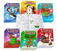 JOYIN 48 libros de Navidad para colorear para niños en 6 cubiertas, manualidades para colorear de Navidad para niños con muñeco de nieve, Papá Noel, renos y más diseños, haz tu propia artesanía para
