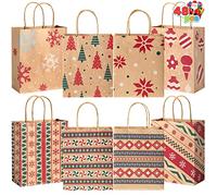 JOYIN 48 PCS Bolsas de Regalos, bolsas Kraft con personajes de navidad para favores de fiesta de Navidad, donaciones de regalos, decoraciones de vacaciones, bolsas de trato de Navidad