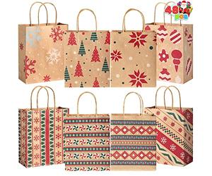 JOYIN 48 PCS Bolsas de Regalos, bolsas Kraft con personajes de navidad para favores de fiesta de Navidad, donaciones de regalos, decoraciones de vacaciones, bolsas de trato de Navidad