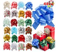 JOYIN 48 PCS Christmas Pull Bows con cinta de 5 "de ancho para envoltura de regalos y etiquetas de regalo, decoraciones del día de boxeo, decoración de vacaciones presente envoltura